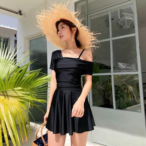 Swimsuit Female Sexy Bikini Womens One-Piece Contracted 2020 New Connected Backless Polyester Solid Swimsuits Fused