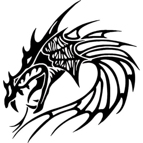20.3*21CM Cool Chinese Dragon Head Car Door Stickers Stylish Car Styling Decal Accessories Black/Silver C9-0869