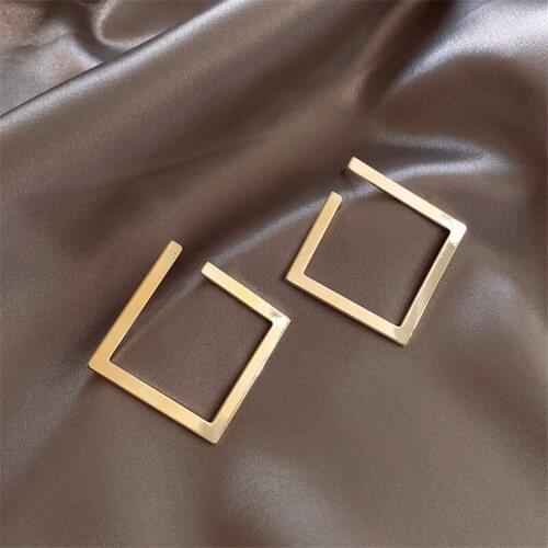 2021 Trendy Gold Earrings for Women Jewelry Accessories Square Shape Matte Ear Stud Fashion Korean Geometric Earring
