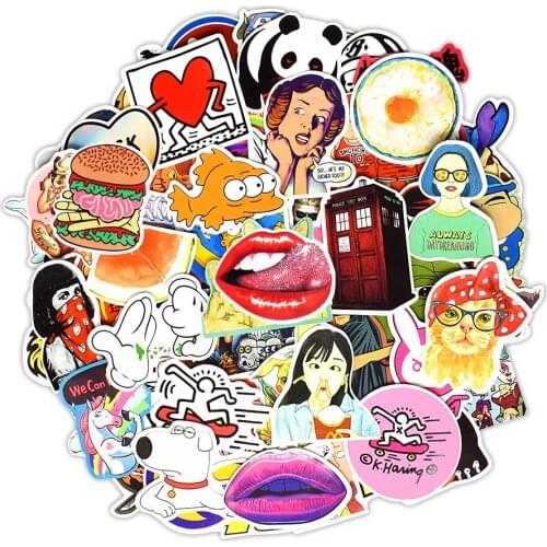 300 PCS Cool Funny Wall Sticker Cartoon Fashion Graffiti Waterproof Decal Stickers for Wall DIY Fridge Laptop Mirror Bedroom Car