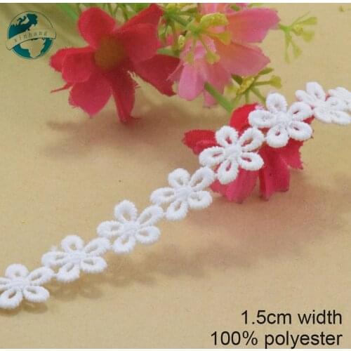 5yards 1.5cm white lace polyester embroid lace sewing ribbon fabric guipure diy trims warp knitting DIY Garment Accessories#3752