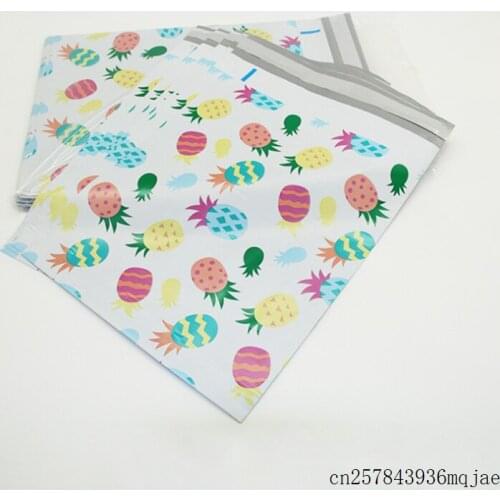 500pcs Pineapple Mailing Bags White Pattern Poly Mailers Self Seal Plastic Envelope Bags 26x33cm Gift Bag