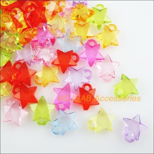 60 New Star Charms Acrylic Plastic Pendants Clear Mixed 15x17mm