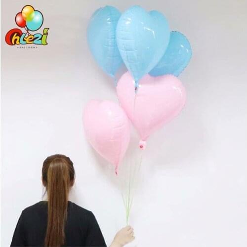 7PCS 18 Inch Baby Pink Blue Heart Star Foil Balloons Confession Valentines Day Globos Wedding Birthday Party Decorations