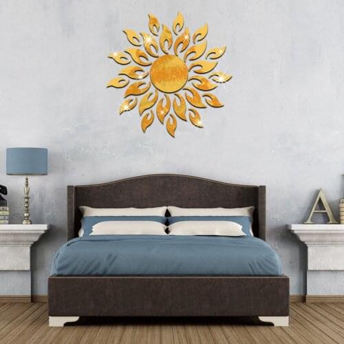 40x40cm Sun Acrylic Mirror Stickers For Living Room Kids Bedroom Solid Crystal Decal Art Home Wall Decor Self Adhesive Wallpaper