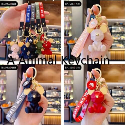 Popular Cartoon Big Ears Bears key chain Cute Animal Bears Doll Keychains Women Car Bag Pendant Trinkets Keyring For gift