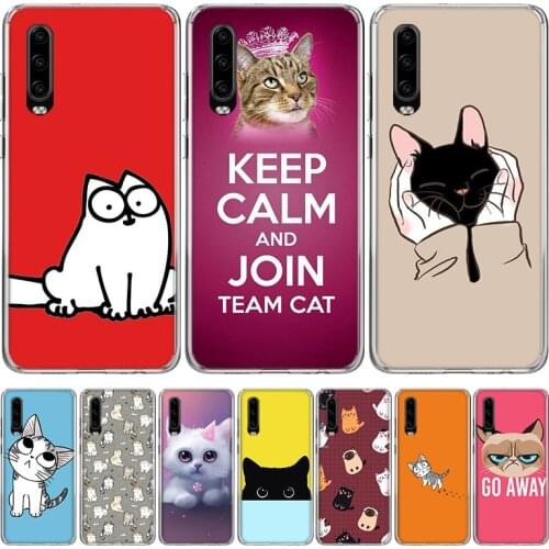 Cat cartoon Cute Phone Case for Huawei P30 P40 P20 P10 Mate 20 10 30 Lite Pro P Smart Z Plus + Art Luxury Cover Coque