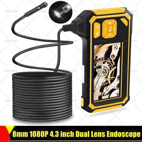 8mm 1080P Dual Lens 4.3 inch LCD HD Digital Endoscope Camera 1700mAh Industrial Handheld Inspection Videoscope Snake Borescope