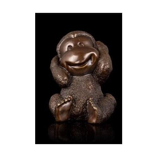 Arts Crafts Copper Lucky Gifts Antique Bronze Little Monkey Sculpture Chinese Zodiac Mascot Statue fengshui Art Collections