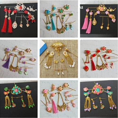 For 30cm chinese kurhn doll Traditional Earrings head decoration doll Necklace DIY Earrings Ornament Toy Jewelry