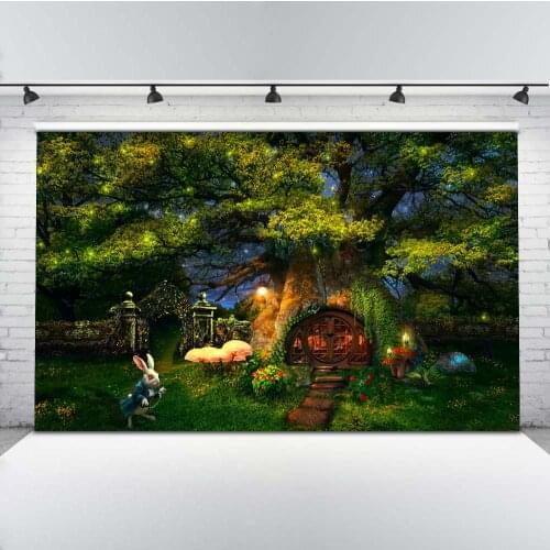 Mehofoto Dreamy Forest Photography Backdrops Photo Booth Backgrounds Studio Computer Printed Rabbit Firefly Backdrop MW-321