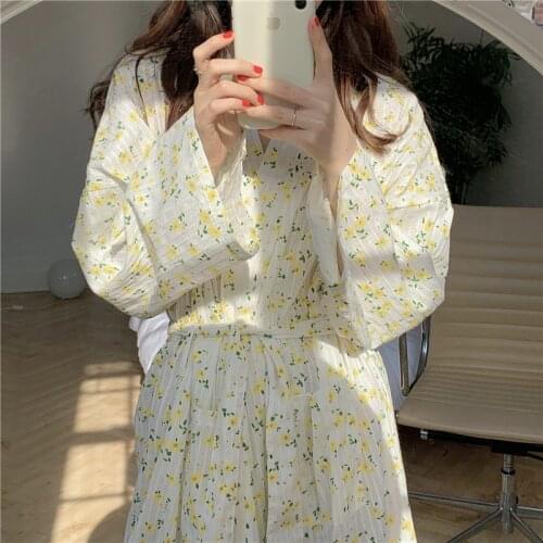 Japanese kimono long robes women cardigan homewear soft cotton long kimono haori geisha v-neck long sleeve sleepwear L326
