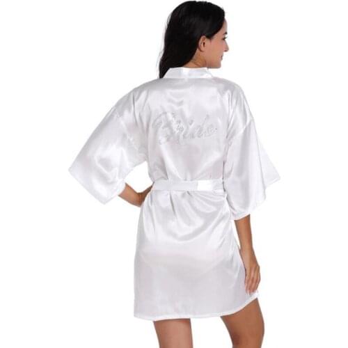 Robe Wedding Bride Women Sleepwear nightwear White Bridal Dress Bathrobe Night dress Home Gown Sleepwear Nightgown Dressing Gown