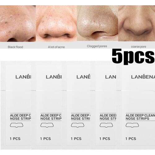 Blackhead Remover Nose Strips Deep Cleansing Aloe Mask Remove Acne Blackheads Shrink Skin Pores Oil Control Face Care 5pcs