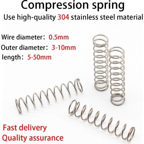 Stainless Steel Compression Spring, Cylindrical Spring, Y-type Rotor Return Spring, Steel Wire Diameter 0.5mm, 10pcs