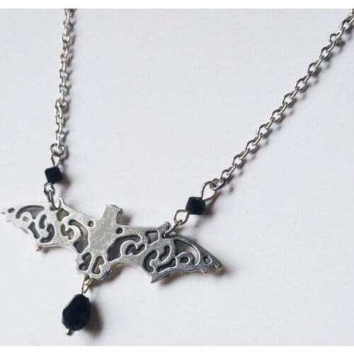 Creative Silver Color Bat Pendant Necklace For Women Men Hip Hop Necklace Rocker Choker Jewelry Adjustable Size Party Friends