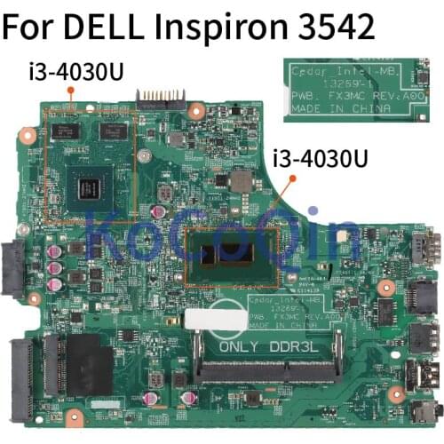 For DELL Inspiron 3442 3542 3443 3543 5748 I3-4030U Notebook Mainboard 13269-1 CN-0VJH0N 0VJH0N SR1EN DDR3 Laptop Motherboard