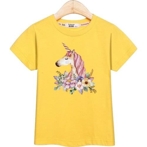 Fashion cartoon kids shirt baby girl short sleeve tops Unicorn t shirt cotton casual girl clothes summer print tshirts