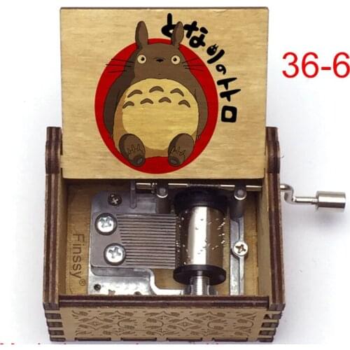 Hand Music Box Wooden Amine Song tonari no totoro color print Musical Box boys Girl students Birthday Gift toy Home decoration