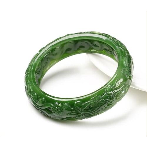 Xinjiang Hetian jade green jade bracelet bracelet natural jade diameter 62mm large Bracelet