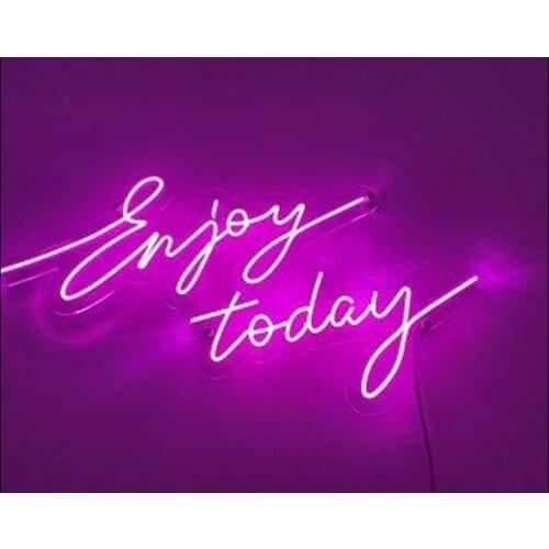Neon Sign For enjoy today real glass Tube Philosophy of life Lamp resterant light budweiser neon sign Polis Signage Shop Neon