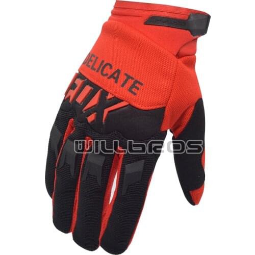 Delicate Fox Motorbike MTB ATV Bike Riding Air Mesh Cycling Race Gloves Black Red Gloves For Men
