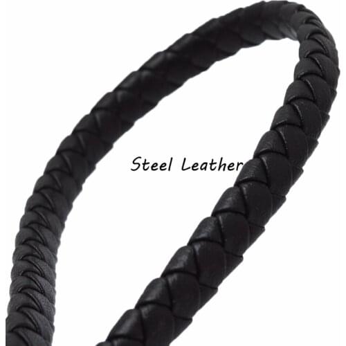 5m/lot Approx 9*6mm black Braid Leather Cord For DIY Men Bracelet Jewelry Making Flat Cord Accessories Findings Handmade Gift