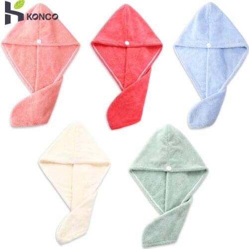 Microfiber Hair Drying Towels Water-Absorbent Dry Hair Cap Bath Shower Wrap Turban Towel with Buttons Salon Dry Hair Hat