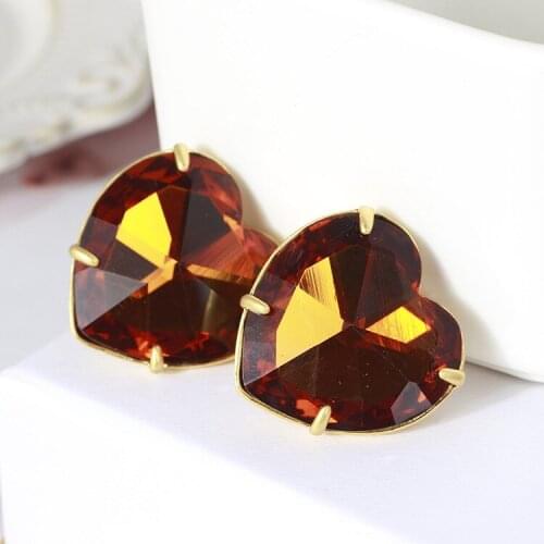 Simple love shape inlaid crystal exaggerated ear clips