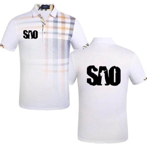 2021New Gradient Mens Polo Shirt SAO Sword Art Online Anime print Summer Business Mens short sleeve cotton mens tops