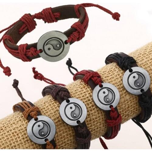 Hand Catenary For Couples Tai Chi Yin Yang Bracelet For Women Leather White Black Friendship Couples Bracelet Cool MenS Taoist