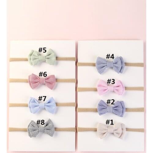 Handmade Striped Candy Color Baby Mini Small Bow Headbands Elastic Hair bands Headband for Children Girls Kids Hair Accessories