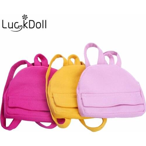 LUCKDOLL Solid Color Backpack Fit 18 Inch American 43cm Baby Doll Clothes Accessories,Girls Toys,Generation,Birthday Gift