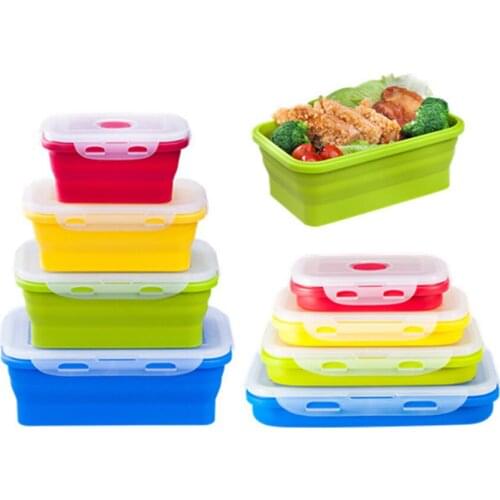 Foldable Silicone Lunch Box Home Fresh-Keeping Box Microwavable Portable Lunch Box For Office Worker Student