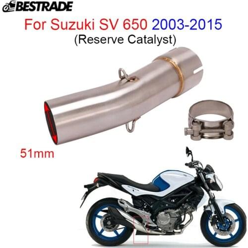 Slip On For Suzuki SV650 2003-2015 Motorcycle Exhaust Mid Pipe Middle Connect Link Tube Stainless Steel Escape 51mm Mufflers