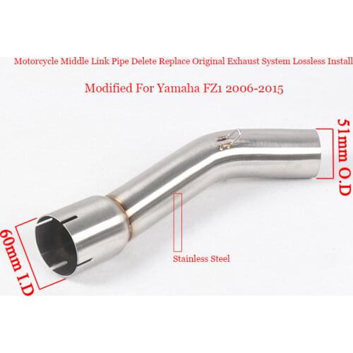 For Yamaha FZ1 Middle Link Exhaust Muffler Pipe 51mm Motorcycle Stainless Steel Silencer System all years