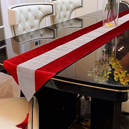 Modern Table Runner Flannel Diamond Marriage Tassel Patchwork Chirstmas Wedding Banquet Party Event Decoration Home Textile