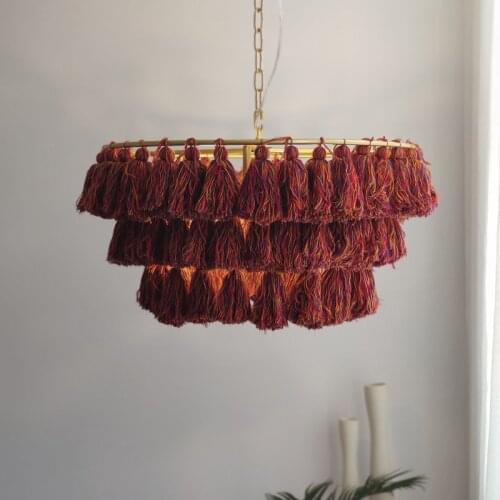 Mediterranean Bohemian handicrafts bedroom living room chandelier Princess room warm romantic colorful tassel pendant lamp