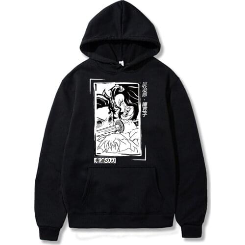 2021 Demon Slayer Anime Tanjiro and Nezuko Hoodie Sweatshirt Men Kimetsu No Yaiba Sweatshirt Streetwear Sudadera Mujer