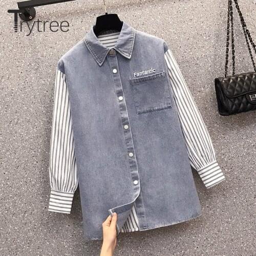 Женские джинсовые рубашки Trytree China At AliExpress