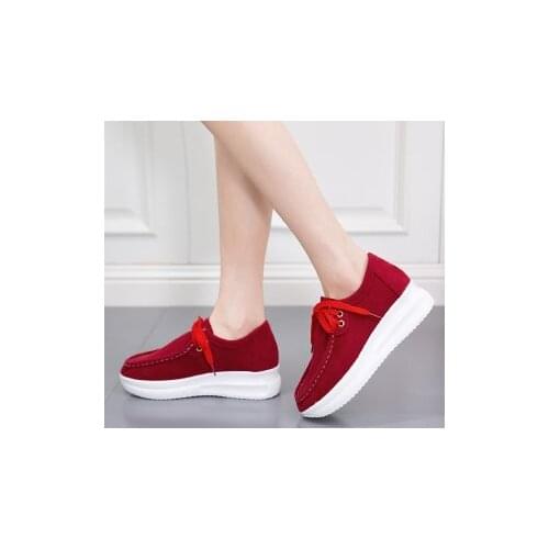 Womens shoes fashion new solid color thick bottom lace up walking womens shoes breathable non slip platform shoes 35-43