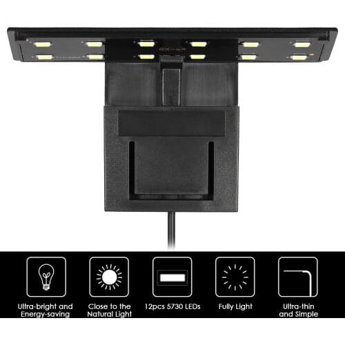 5W Ultra-thin Aquarium LED Light Ultra Bright Clip-on 12 LEDs Lighting Lamp for Aquarium Fish Tank
