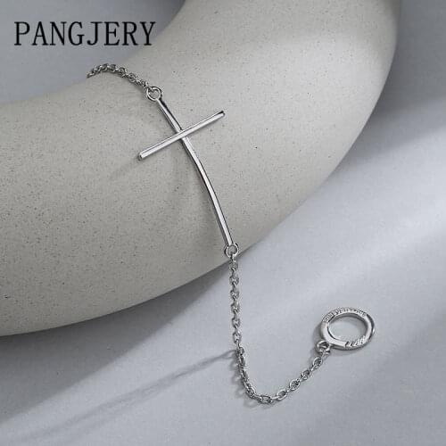 PANGJERY 925 Sterling Bracelets for Women INS Fashion Simple Exquisite Creative Cross OT Buckle Anniversary Fine Jewelry Gifts