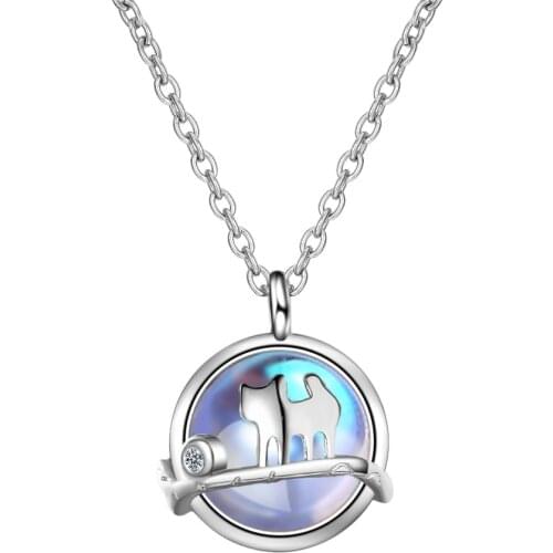 Cats Eye Cat Pendant 925 Sterling Silver Necklace For Women Simple Short Clavicle Chain Dainty Designer Jewelry