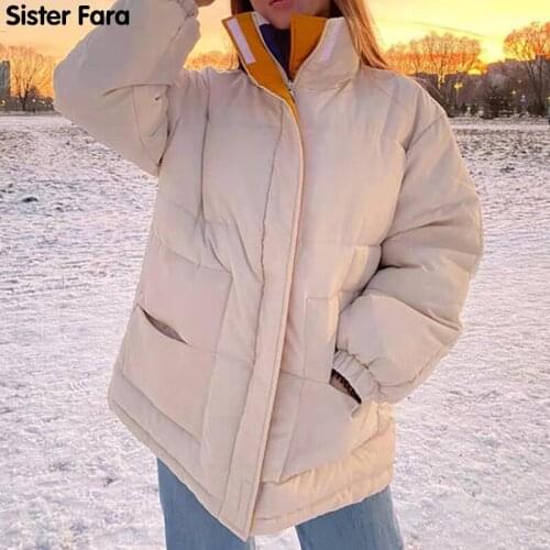 Sister Fara Winter -20℃ Oversize Jacket Female Coat Thick fashion Overcoat Warm Patchwork Windbreaker Women Padded Outwear Parka