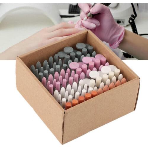 100Pcs/set Ceramic Stone Nail Drill Bits Electric Mills Cutter For Manicure Machine Nail Drill Accessories Pedicure Nail Tools