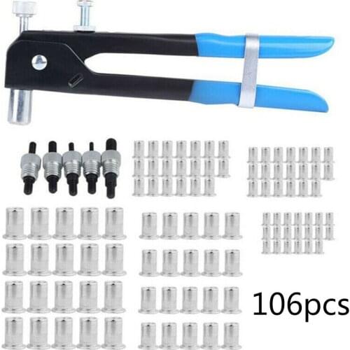 106Pcs Set M3-M8 Blind Rivet Nuts Threaded Insert And Rivet GunTool Rivnut Nutsert Riveting Kit Hand Tool New