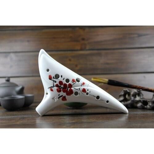 12 holes Alto C/AC Hand-painted red plum blossomocarina flute music instrument