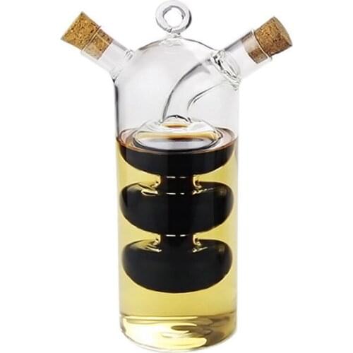 2-In-1 Double Layer Bottle Sauce Oil Vinegar Glass Bottle Condiment Seasoning Sealed Kitchen Storage
