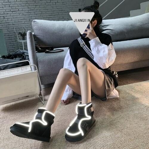 2019 new womens boots Fluorescence cotton shoes female snow boots Non-slip student plus velvet warm shoes flat lace U11-39